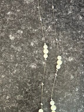 Pearl Bead Station Necklace - White